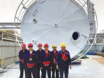 350m³ tank lined on site by us