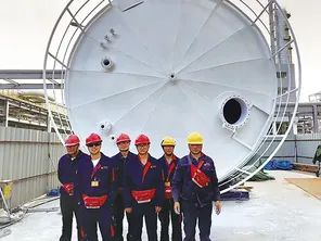 350m³ tank lined on site by us