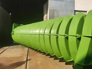 Spiral dryer coated with PTFE to prevent sticking