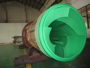 Rotary dryer coated with PTFE to prevent sticking