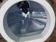 Internal lining with PTFE provides chemical protection and non-stick properties