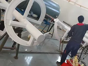 Helical agitator with internal PFA lining